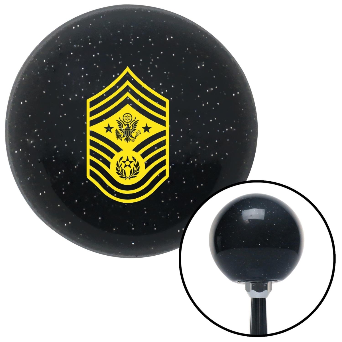 American Shifter 72278 Yellow Chief Master Sergeant of the Air Force Black Metal Flake Shift Knob with M16 x 1.5 -  American Shifter Company