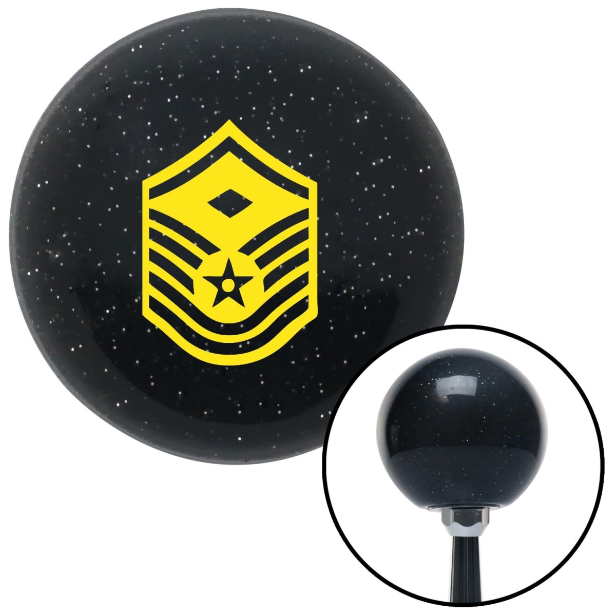 American Shifter 72288 Black Metal Flake Shift Knob with M16 x 1.5 Insert (Yellow Master Sergeant First Sergeant)