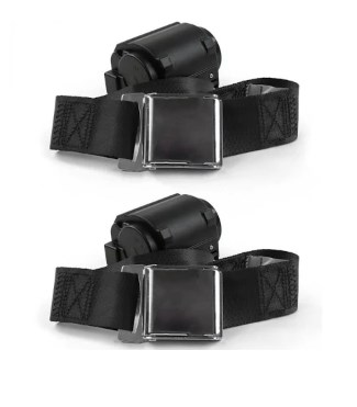 694504 Airplane 2 Point Black Retractable Bucket Seat Belt Kit with Bracketry & 2 Belts for 1958-1988 AMC