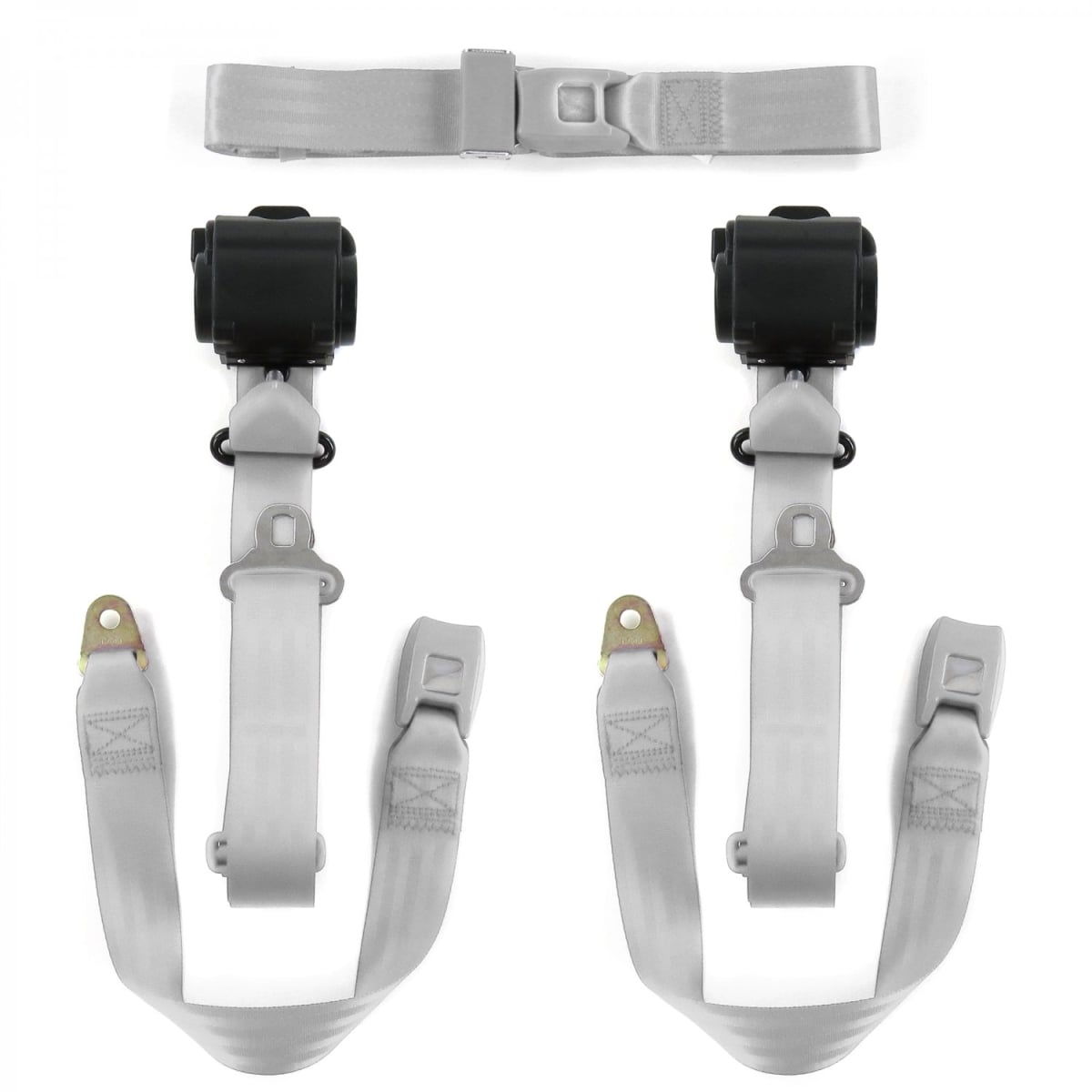 671612 Standard 3 Point Gray Retractable Bench Seat Belt Kit with 3 Belts for 1971-1978 AMC Matador