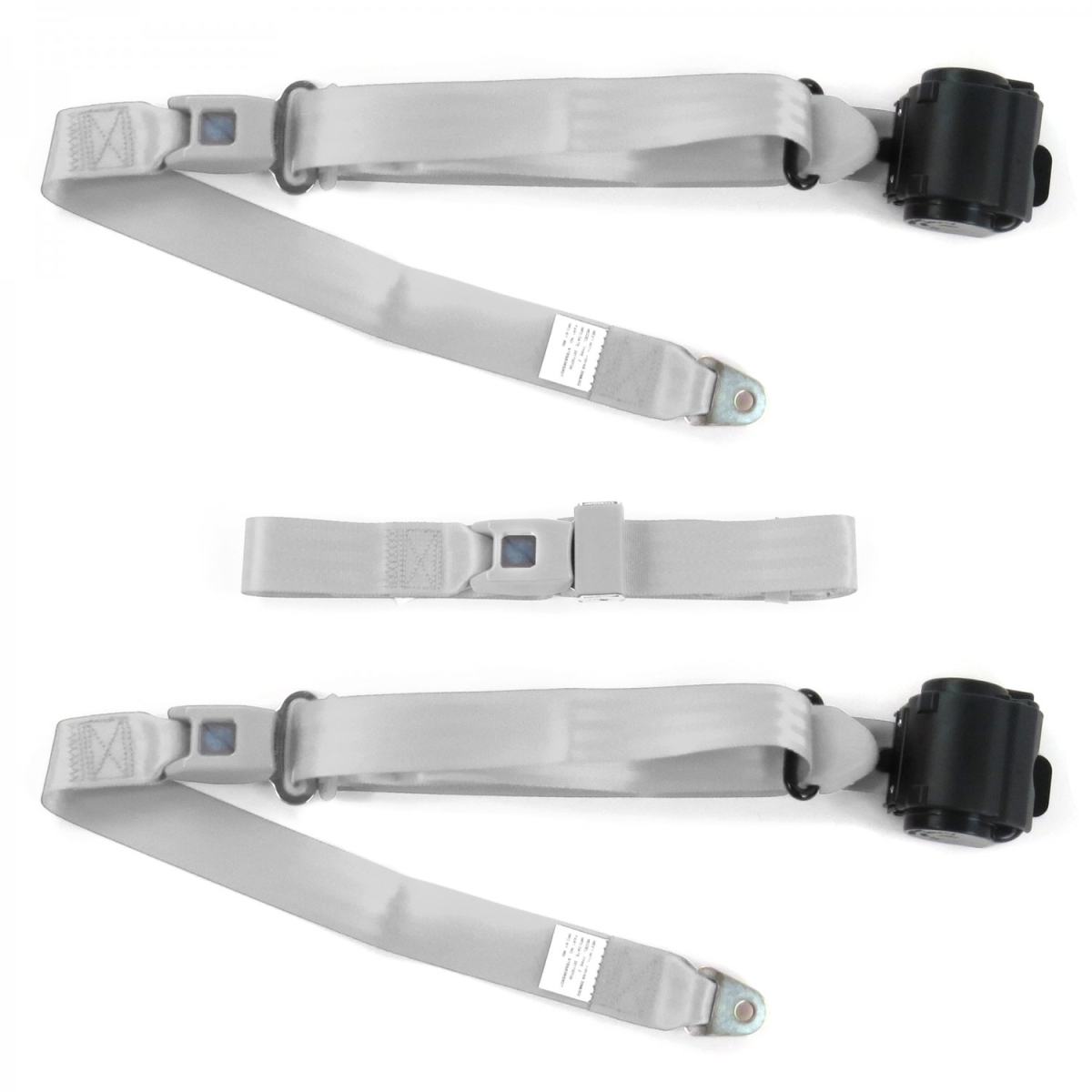 671645 Standard 3 Point Gray Retractable Bench Seat Belt Kit with 3 Belts for 1949-1967 VW Type 2 Split