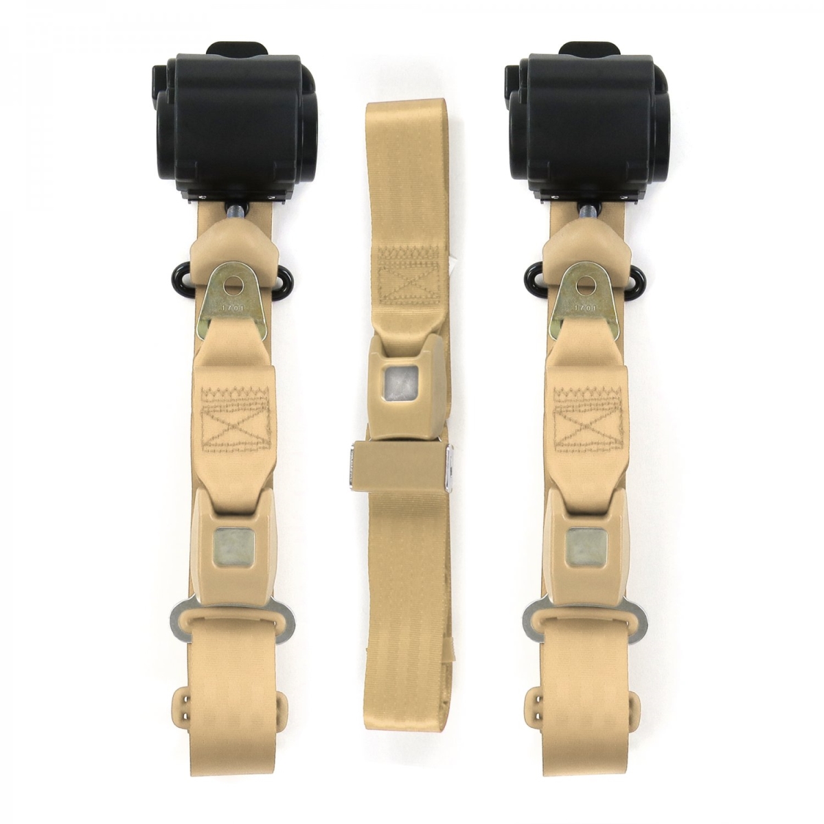 670916 Standard 3 Point Tan Retractable Bench Seat Belt Kit with 3 Belts for 1960-1961 Ford Fairlane