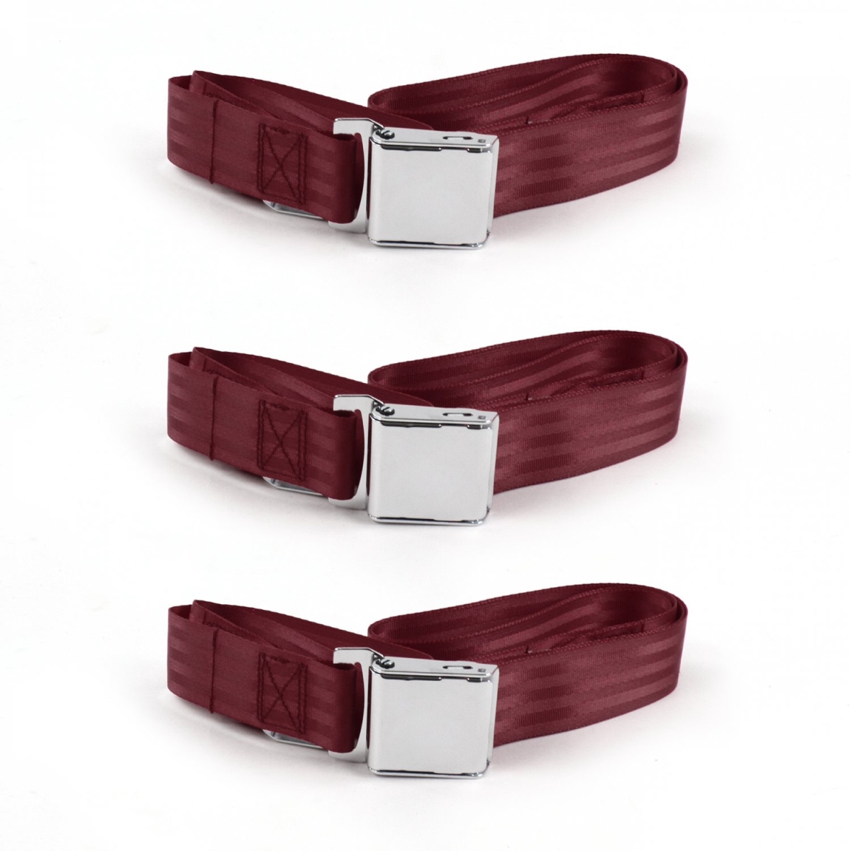 Airplane 2 Point Burgundy Lap Bench Seat Belt Kit with 3 Belts for VW Type 3 Squareback