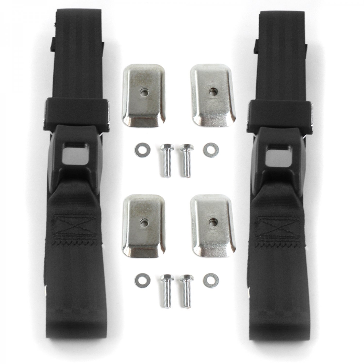 Standard 2 Point Black Lap Bucket Seat Belt Kit with Bracketry & 2 Belts for 1961-1966 Ford Thunderbird