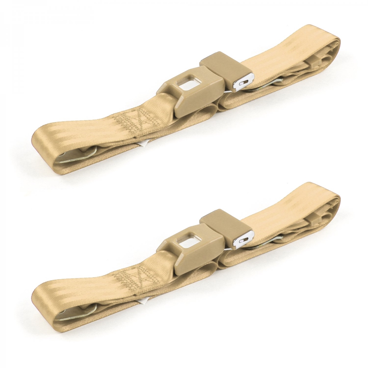 Standard 2 Point Tan Lap Bucket Seat Belt Kit with 2 Belts for 1966-1977 Ford Bronco