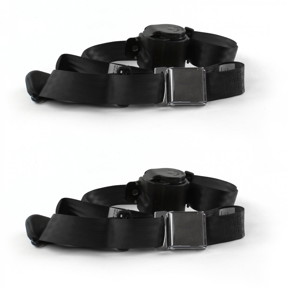 672386 Airplane 3 Point Black Retractable Bucket Seat Belt Kit with 2 Belts for 1955-1956 Ford