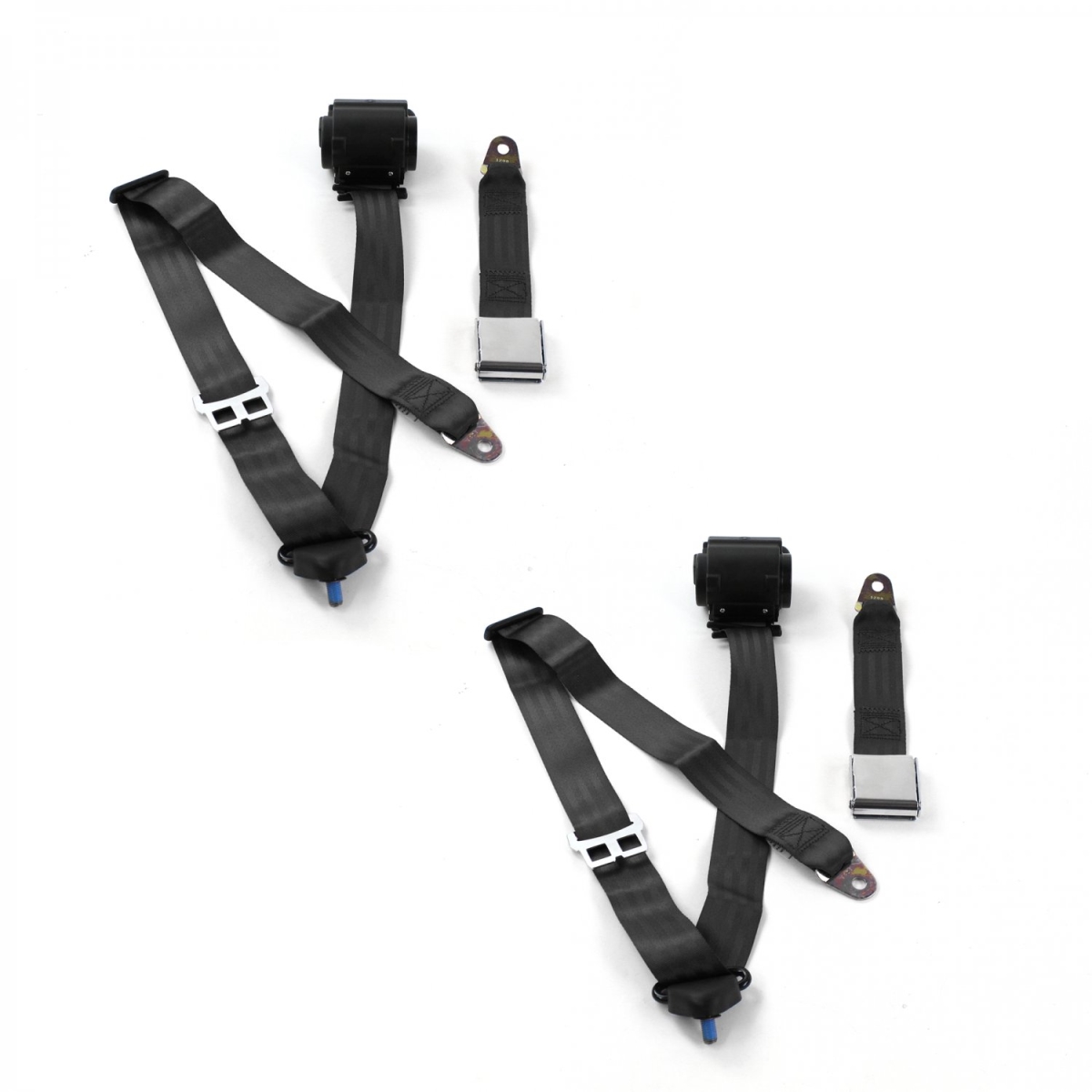 672531 Airplane 3 Point Black Retractable Bucket Seat Belt Kit with 2 Belts for 1949-1967 VW Type 2 Split