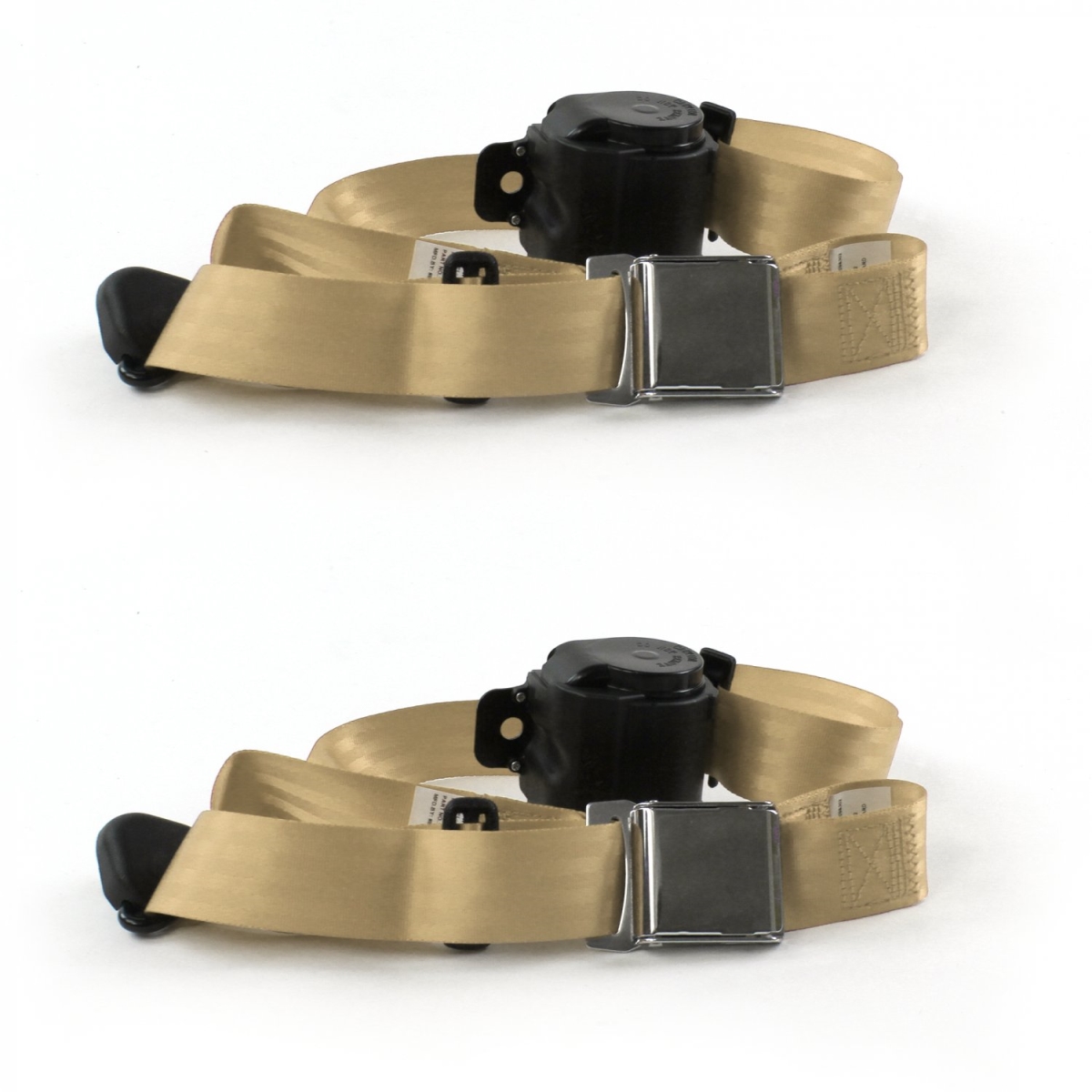 672677 Airplane 3 Point Tan Retractable Bucket Seat Belt Kit with 2 Belts for 1949-1951 Ford