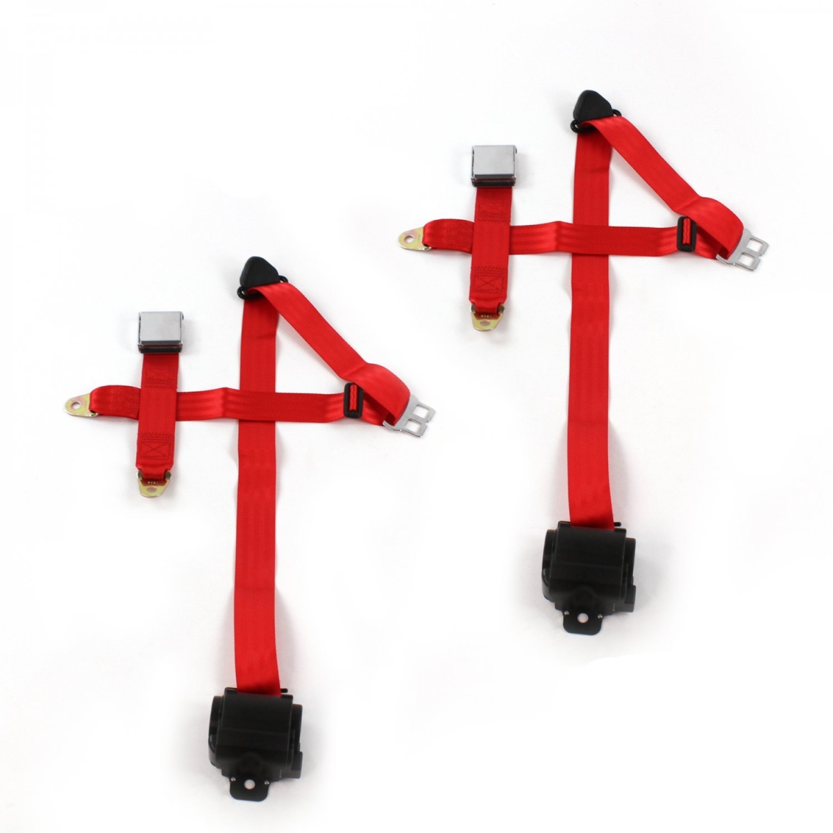 673012 Airplane 3 Point Red Retractable Bucket Seat Belt Kit with 2 Belts for 1980-1986 F150 Ford Truck