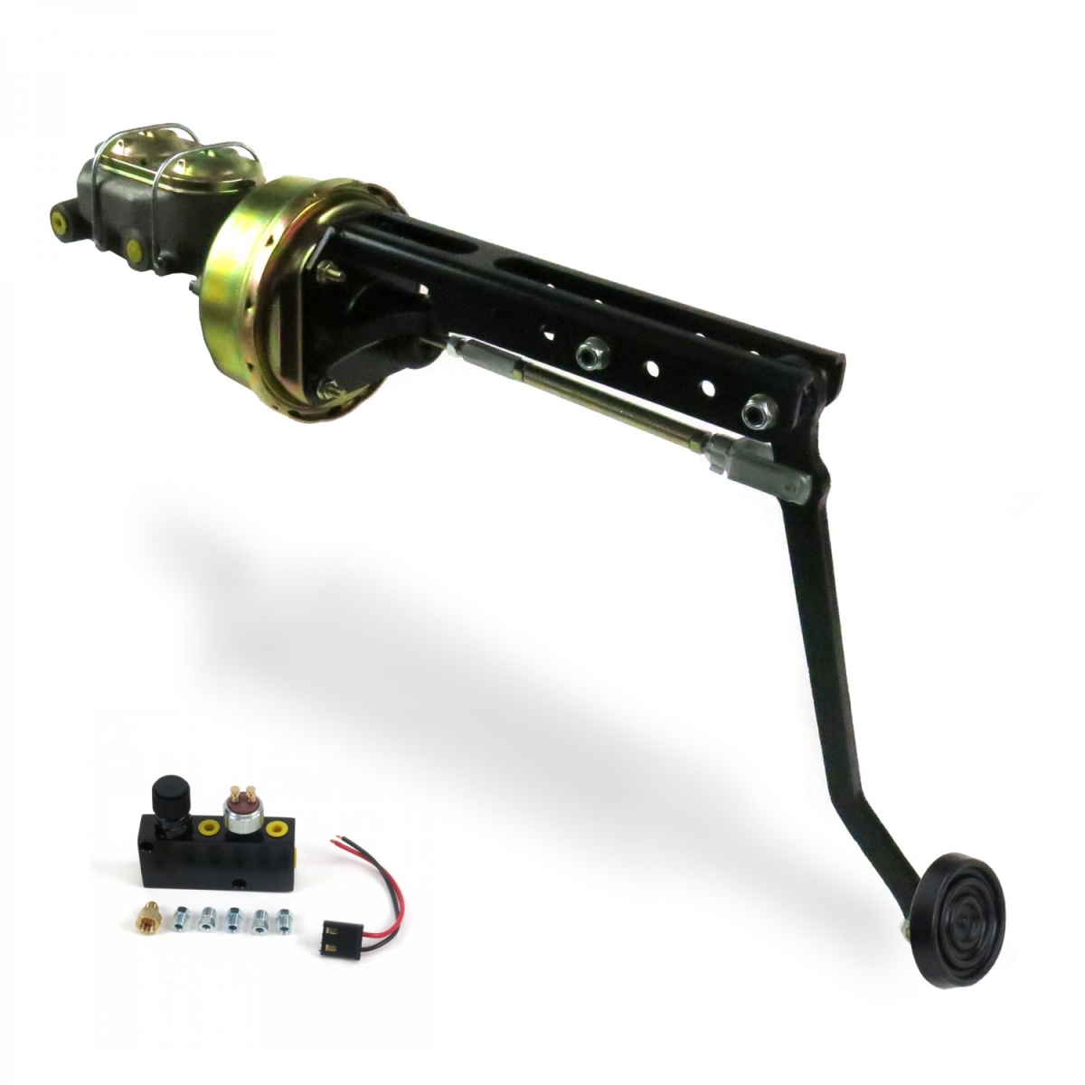324252 7 in. Single Adjustable Firewall Adjustable Disc & Drum Brake Pedal Kit with 3 in. Rubber Pad for Universal