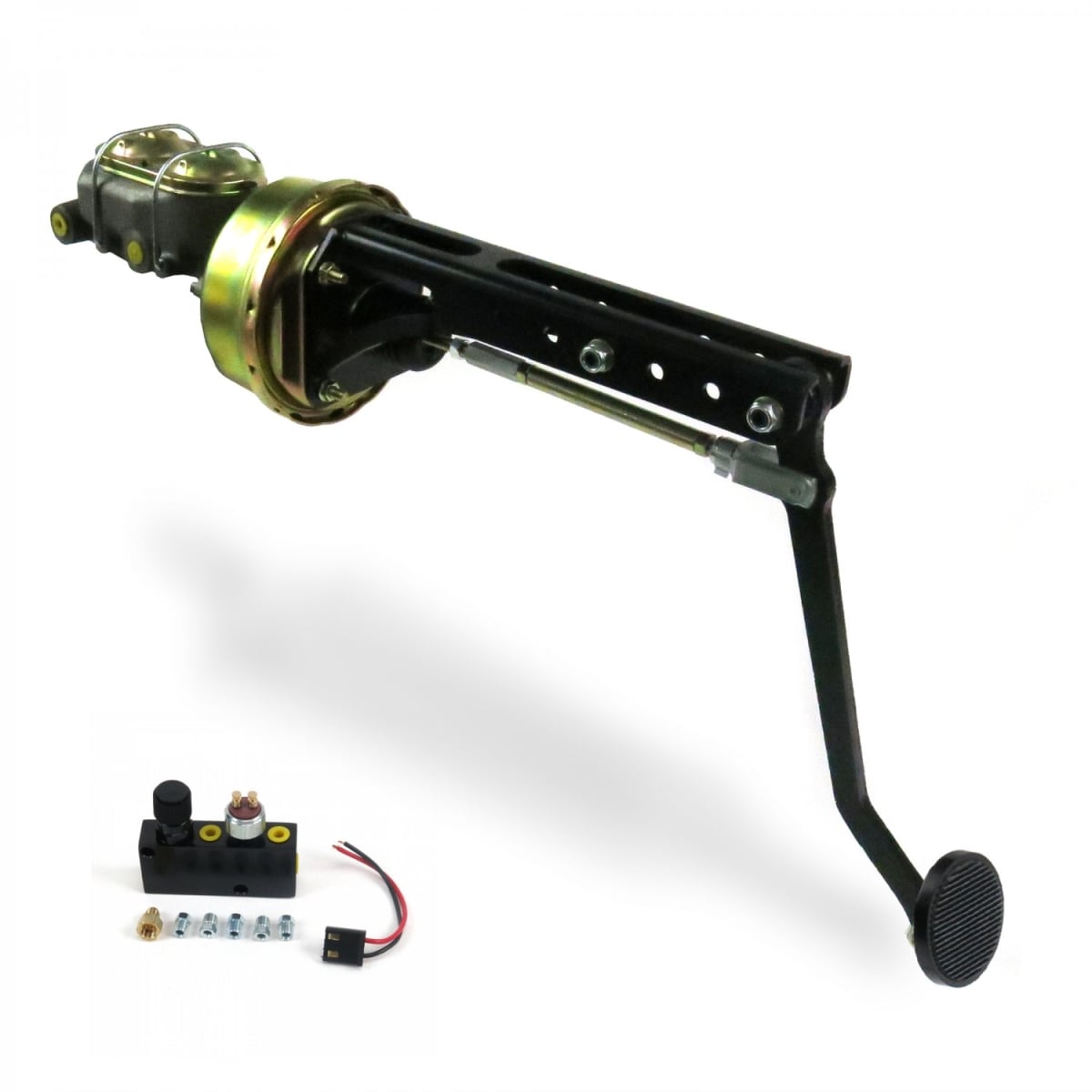 324263 7 in. Single Adjustable Firewall Adjustable Disc & Disc Brake Pedal Kit with 3 in. Black Pad for Universal