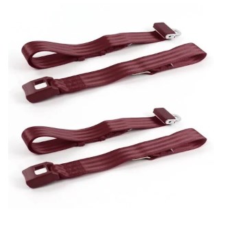 Standard 2 Point Burgundy Lap Bucket Seat Belt Kit with Bracketry & 2 Belts for 1971-1976 Chevy Impala