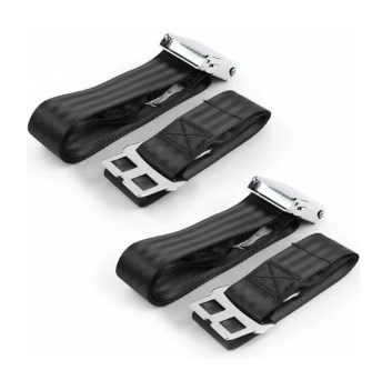 Airplane 2 Point Black Lap Bucket Seat Belt Kit with Bracketry & 2 Belts for 1932 Model B Ford