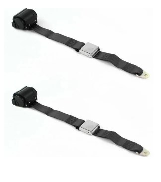 691021 Airplane 2 Point Black Lap Bucket Seat Belt Kit with Bracketry & 2 Belts for 1968-1974 Volkswagen Type 4