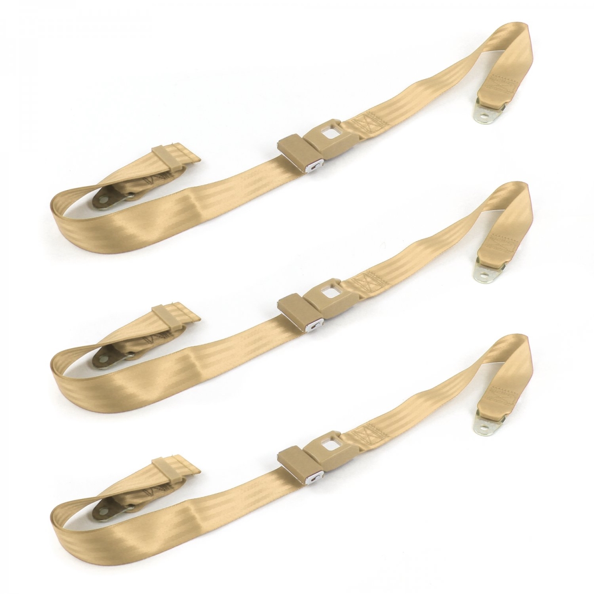 Standard 2 Point Tan Lap Bench Seat Belt Kit with 3 Belts for 1987-1996 Jeep Wrangler