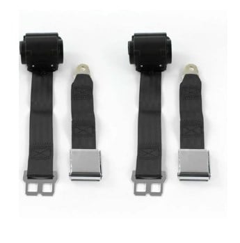 Airplane 2 Point Black Retractable Bucket Seat Belt Kit with Bracketry & 2 Belts for 1978-1979 Ford Bronco
