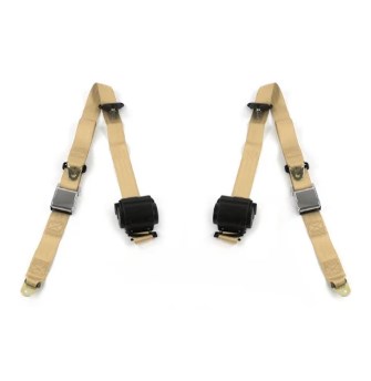 Airplane 3 Point Burgundy Retractable Bucket Seat Belt Kit with Bracketry & 2 Belts for 1966-1967 Chevy II