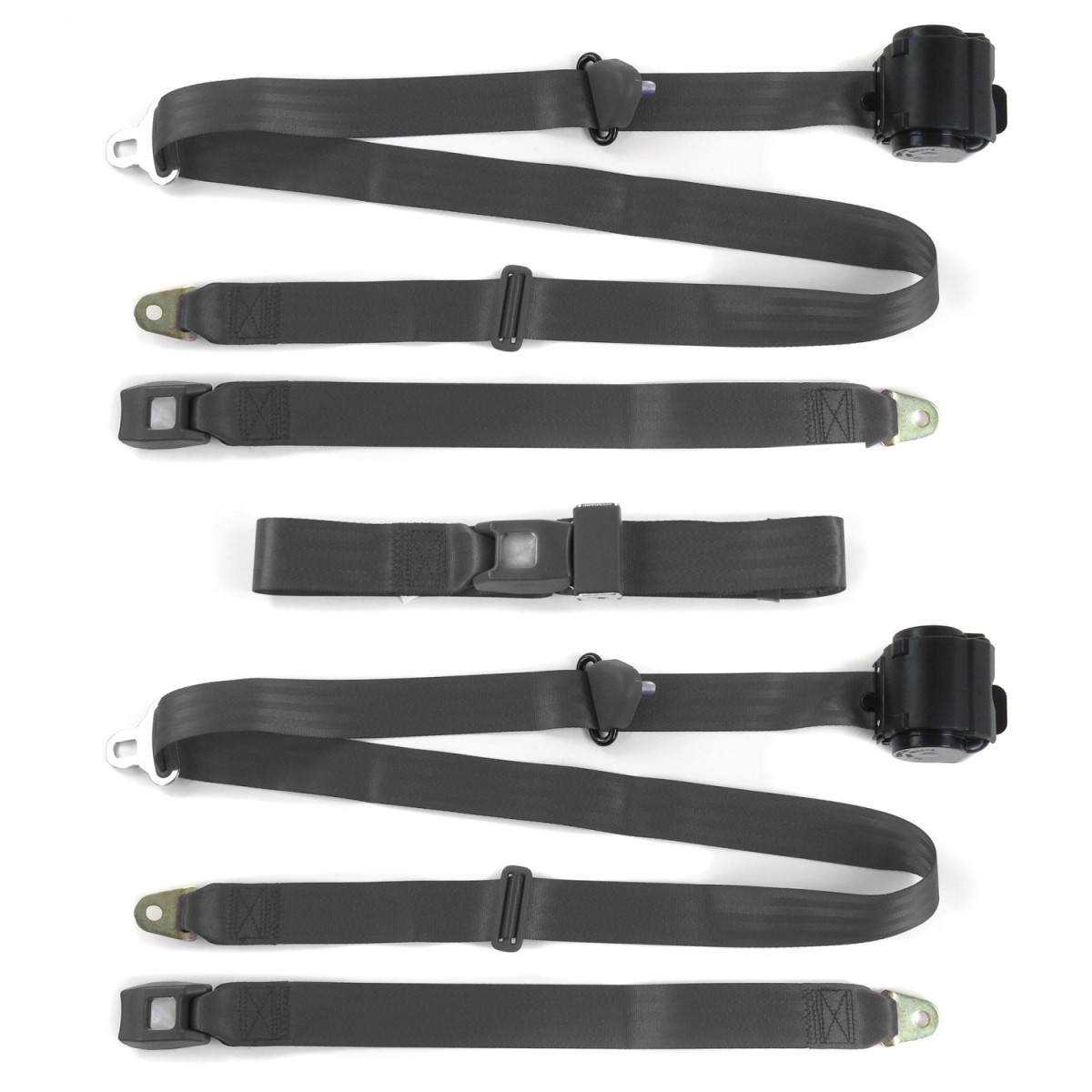 Standard 3 Point Charcoal Retractable Bench Seat Belt Kit with 3 Belts for 1964-1965 Ford Falcon