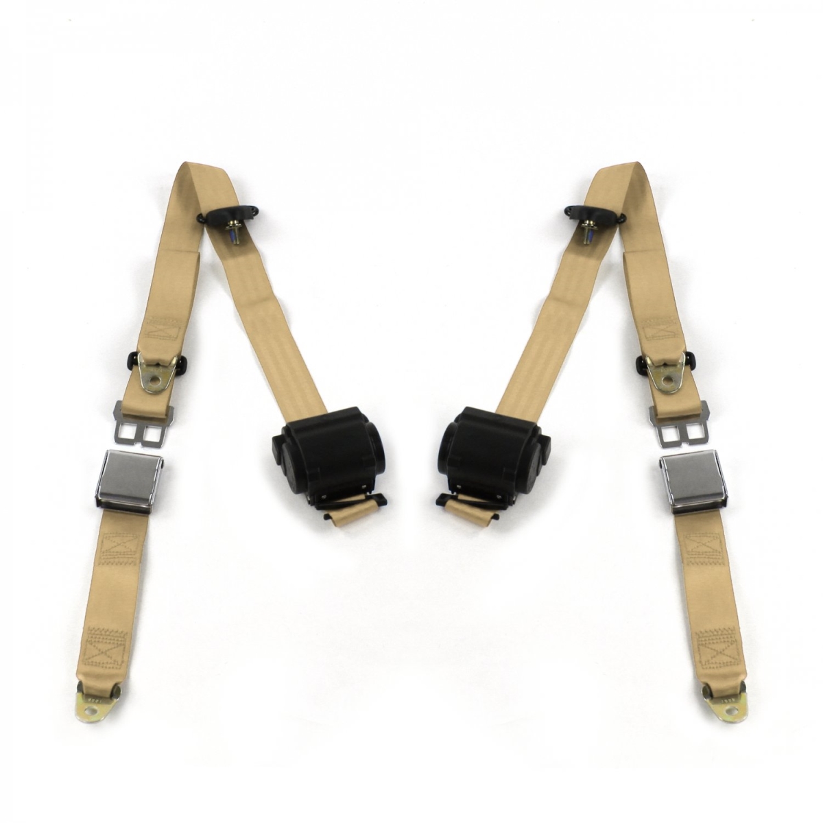 Airplane 3 Point Tan Retractable Bucket Seat Belt Kit with 2 Belts for 1981-1993 Chevy Truck S10