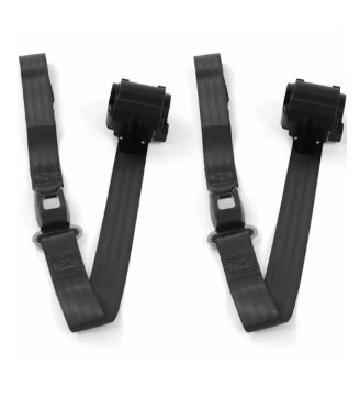 Airplane 2 Point Black Lap Bucket Seat Belt Kit with Bracketry & 2 Belts for 1949-1953 Buick Roadmaster
