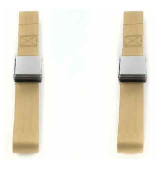 Airplane 2 Point Tan Lap Bucket Seat Belt Kit with Bracketry & 2 Belts for 1971-1977 Ford Maverick