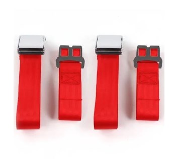 Airplane 2 Point Red Lap Bucket Seat Belt Kit with Bracketry & 2 Belts for 1955-1957 Chevy Bel Air