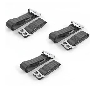 Airplane 2 Point Charcoal Lap Bucket Seat Belt Kit with Bracketry & 2 Belts for 1955-1956 Ford
