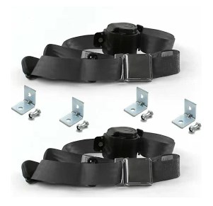 Airplane 2 Point Charcoal Lap Bucket Seat Belt Kit with Bracketry & 2 Belts for 1980-1982 Ford Thunderbird