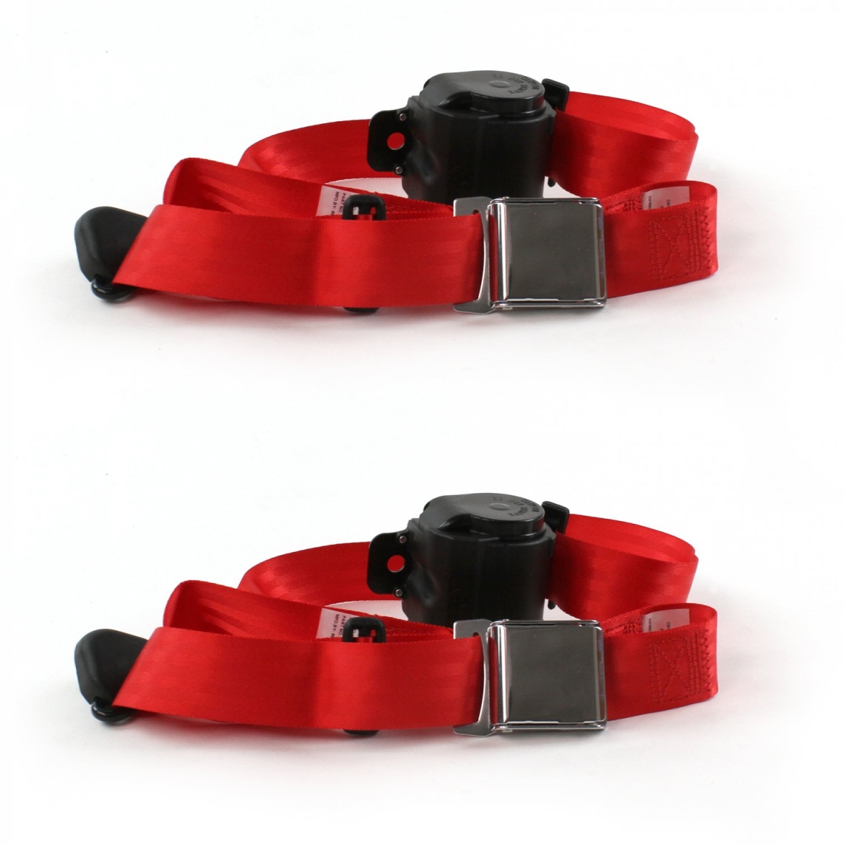 Airplane 3 Point Red Retractable Bucket Seat Belt Kit with 2 Belts for 1961-1966 Ford Thunderbird
