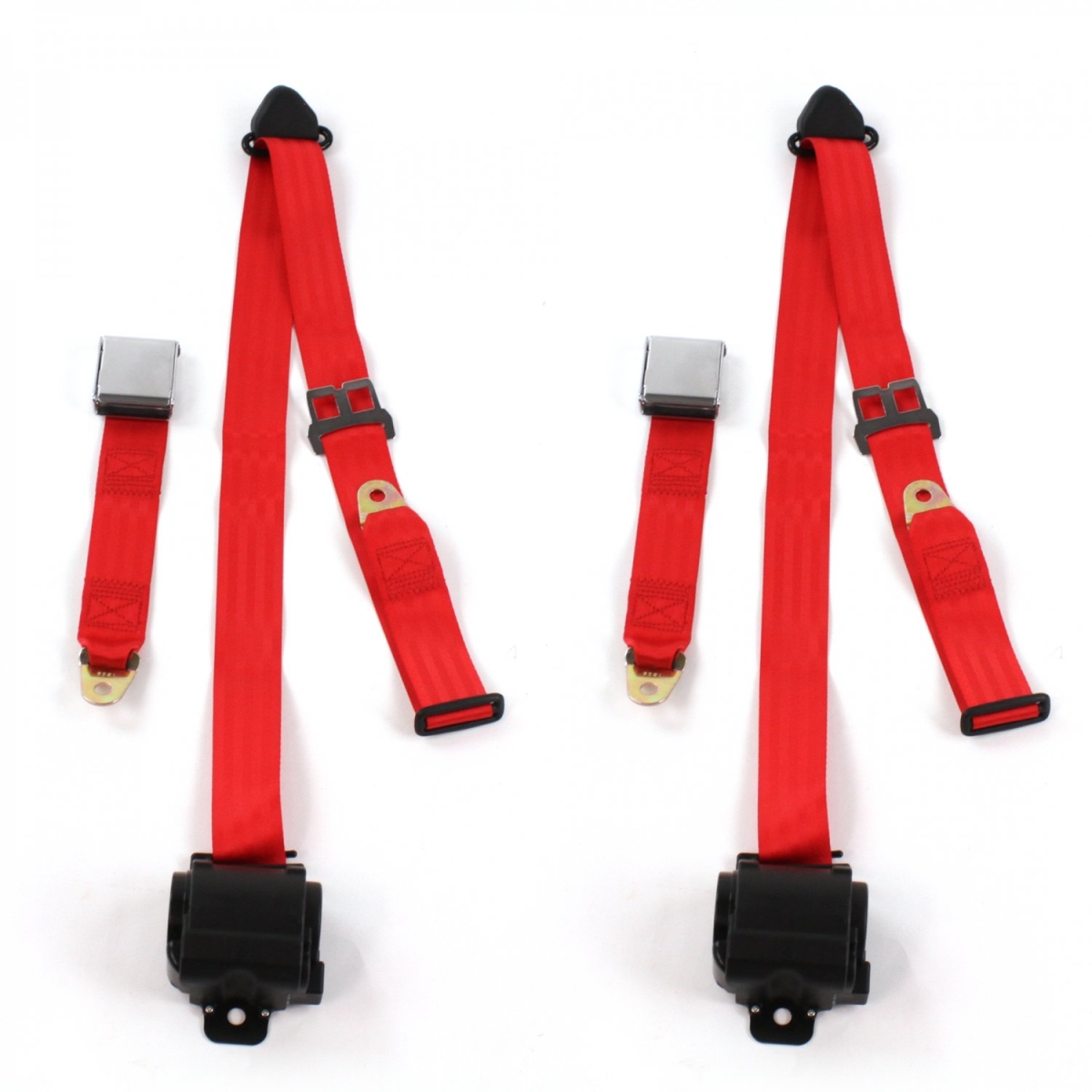 Airplane 3 Point Red Retractable Bucket Seat Belt Kit with 2 Belts for 1982-1994 Chevy S10 Blazer