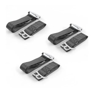Airplane 3 Point Charcoal Retractable Bucket Seat Belt Kit with Bracketry & 2 Belts for 1932 Model B Ford