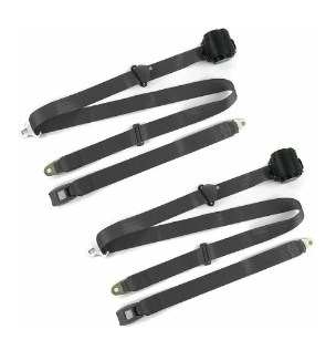 Airplane 3 Point Charcoal Retractable Bucket Seat Belt Kit with Bracketry & 2 Belts for 1967-1976 Ford Thunderbird