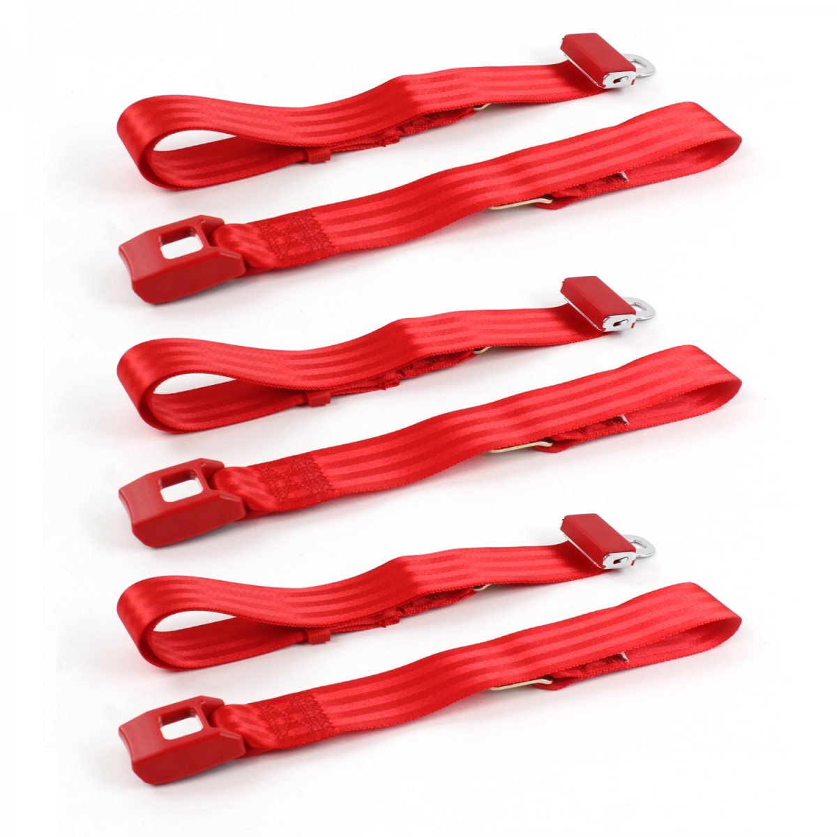 Standard 2 Point Red Lap Bench Seat Belt Kit with 3 Belts for 1985-1992 Jeep Comanche