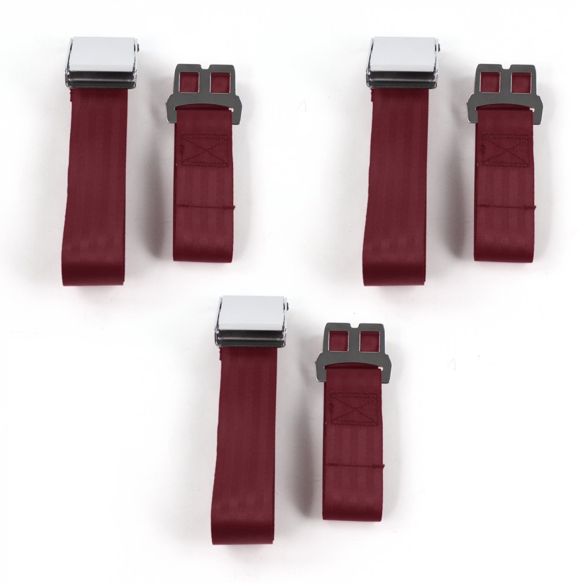 Airplane 2 Point Burgundy Lap Bench Seat Belt Kit with 3 Belts for 1980-1996 Ford Bronco