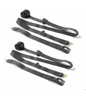 Standard 3 Point Charcoal Retractable Bucket Seat Belt Kit with Bracketry & 2 Belts for 1988-1998 Chevy Truck