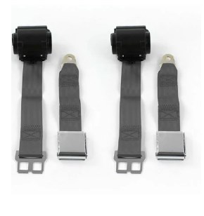 Standard 3 Point Charcoal Retractable Bucket Seat Belt Kit with Bracketry & 2 Belts for 1961-1966 Ford Thunderbird