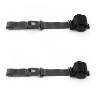 Standard 3 Point Charcoal Retractable Bucket Seat Belt Kit with Bracketry & 2 Belts for 1974-1983 Jeep Cherokee