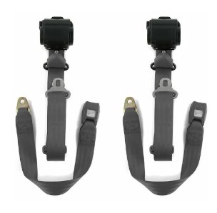 Standard 3 Point Charcoal Retractable Bucket Seat Belt Kit with Bracketry & 2 Belts for 1949-1967 VW Type 2 Split