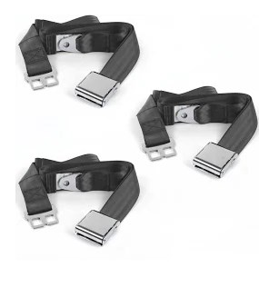 Standard 3 Point Charcoal Retractable Bucket Seat Belt Kit with Bracketry & 2 Belts for VW Type 3 Squareback