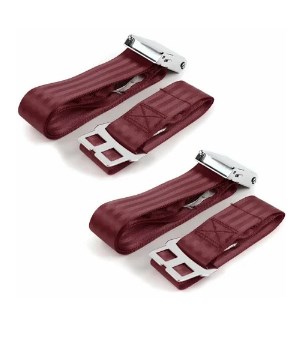 Standard 3 Point Burgundy Retractable Bucket Seat Belt Kit with Bracketry & 2 Belts for 1963-1966 Chevy Truck