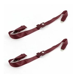 Standard 3 Point Burgundy Retractable Bucket Seat Belt Kit with Bracketry & 2 Belts for VW Type 3 Squareback