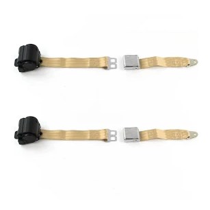 Airplane 3 Point Tan Retractable Bucket Seat Belt Kit with Bracketry & 2 Belts for 1961-1966 Ford Truck