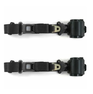 Standard 3 Point Black Retractable Bucket Seat Belt Kit with Bracketry & 2 Belts for 1978-1979 Ford Bronco