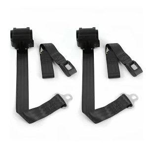Standard 3 Point Black Retractable Bucket Seat Belt Kit with Bracketry & 2 Belts for 1959-1960 Chevy Impala