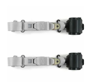Standard 3 Point Gray Retractable Bucket Seat Belt Kit with Bracketry & 2 Belts for 1973-1987 Chevy Truck