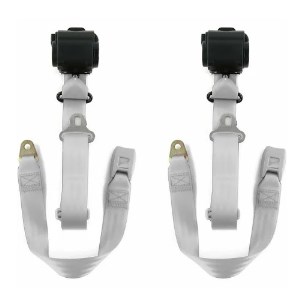 Standard 3 Point Gray Retractable Bucket Seat Belt Kit with Bracketry & 2 Belts for 1978-1979 Ford Bronco