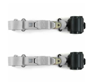 Standard 3 Point Gray Retractable Bucket Seat Belt Kit with Bracketry & 2 Belts for 1941-1946 Chevy Truck