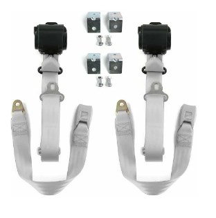 Standard 3 Point Gray Retractable Bucket Seat Belt Kit with Bracketry & 2 Belts for 1982-1994 Chevy S10 Blazer