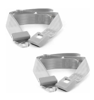 Standard 3 Point Gray Retractable Bucket Seat Belt Kit with Bracketry & 2 Belts for 1961-1980 IH Scout