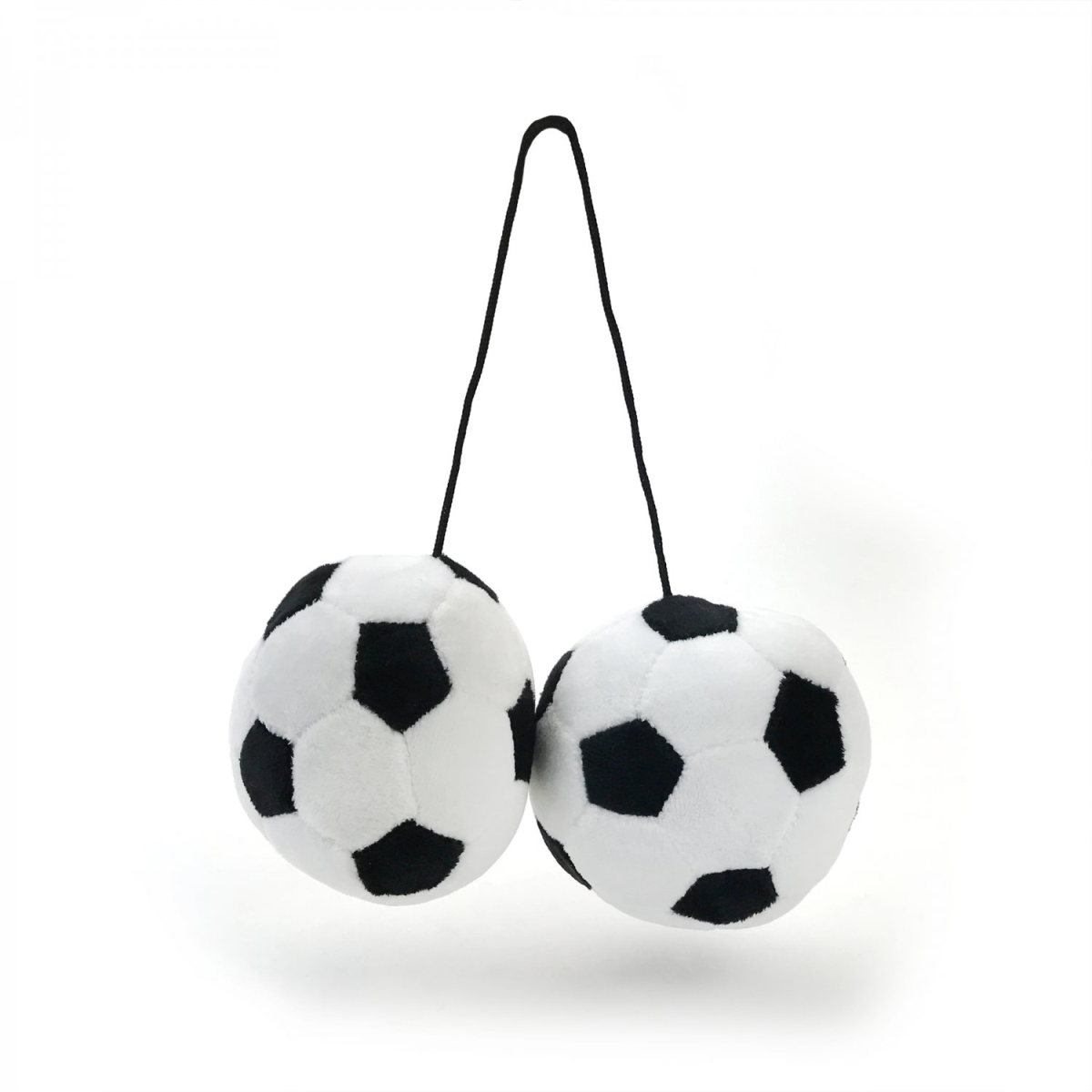 Fuzzy Hanging Rearview Mirror Soccer Balls - White & Black, Pack of 2 -  Go-for-Gold, GO2585749